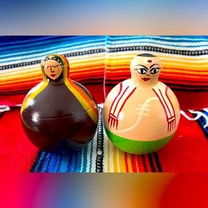 Traditional Indian wooden balancing dancing dolls - NWOT